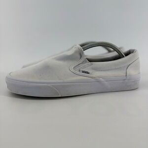Vans Classic Slip-On Canvas Skate Shoes Unisex Low Top Sneakers White M 8 W 9.5